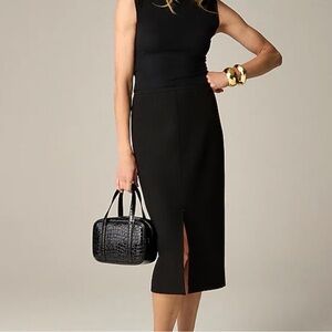J. Crew Black midi Pencil Skirt with Front Slit four seasons